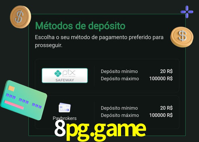 O cassino 8pg.game oferece uma grande variedade de métodos de pagamento
